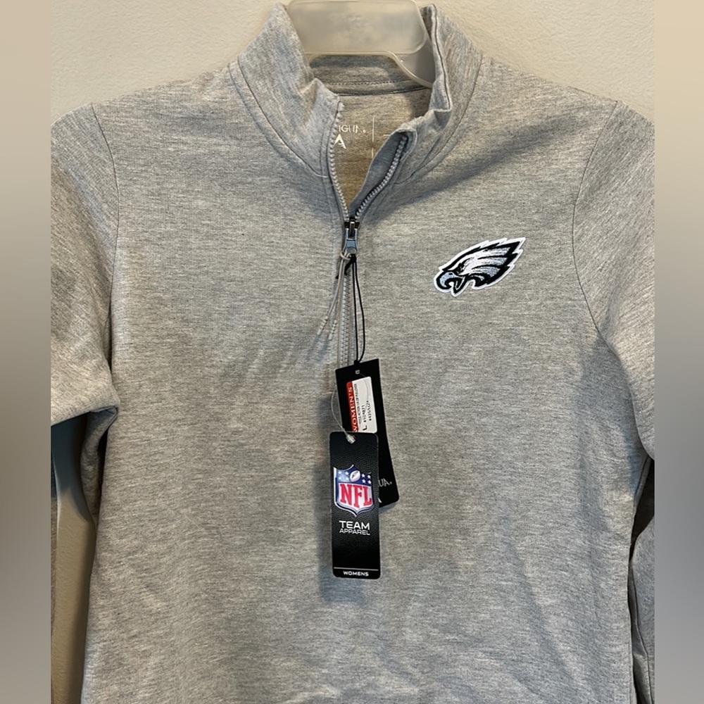 Women’s grey Eagles quarter zip. Fits small.
